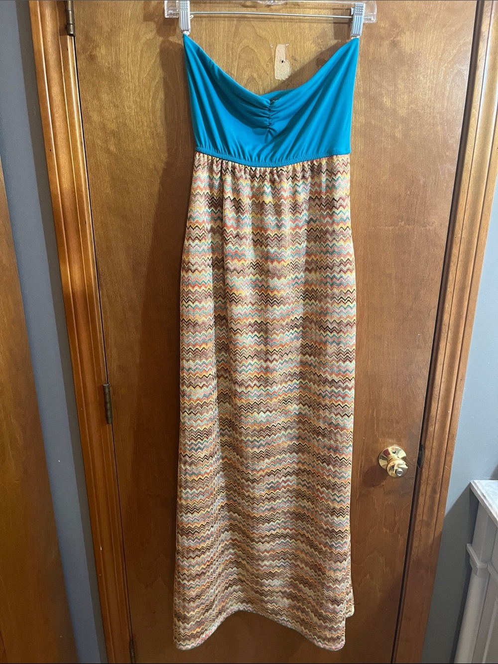 Deja vu Turquoise Top Chevron Maxi Dress